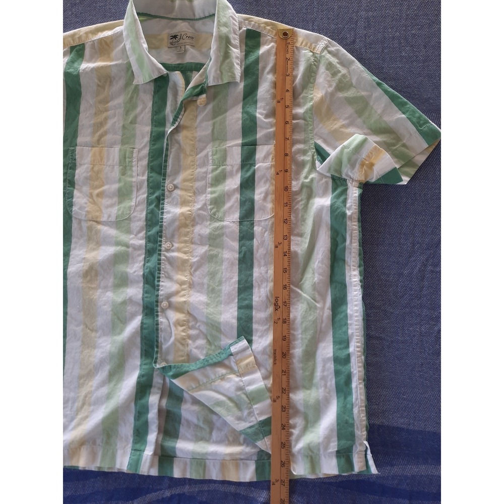 Rare J.Crew Men Large Striped Short Sleeve Summer MultiColor Cotton Button Shirt - Picture 5 of 8
